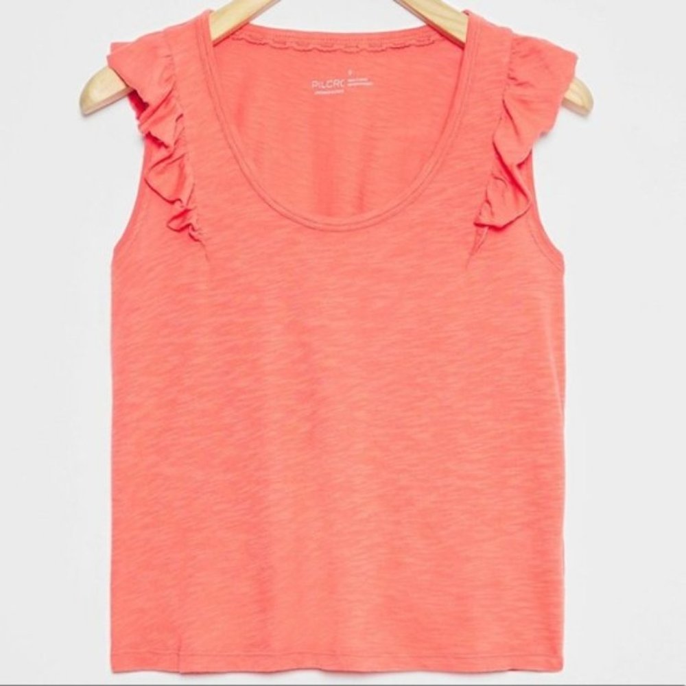 NWT Anthropologie Orange Red Yelena Ruffled Tank